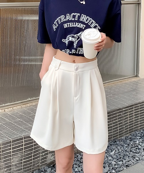 Diosfront(ディオスフロント)の「五分丈タックショートパンツ(その他パンツ・レディース・ブラック/パープル/ピンク/アイボリー・M/L)」の6枚目の写真
