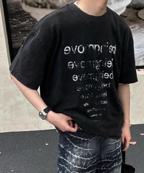 CREARE -LINO-(クレアーレリノ)の「ヴィンテージライクロゴプリントTシャツ/カットソー(Tシャツ/カットソー・メンズ・ブラック・MEDIUM/LARGE)」の3枚目の写真