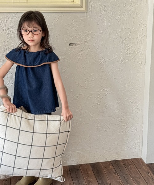 aimoha（アイモハ）の「【aimoha-KIDS-】ノースリーブデニムトップス（ベスト・キッズ・ネイビー・90/100/110/120/80/130）」の3枚目の写真