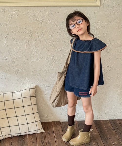 aimoha（アイモハ）の「【aimoha-KIDS-】ノースリーブデニムトップス（ベスト・キッズ・ネイビー・90/100/110/120/80/130）」の4枚目の写真