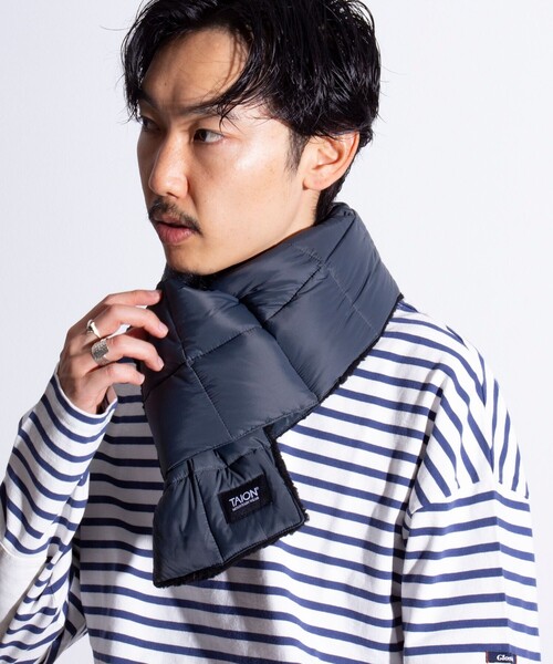 TAION（タイオン）の「【TAION/タイオン】GLOSTER別注 ボアリバーシブルマフラー ダウンマフラー 差し込み（マフラー・メンズ・オリーブ/ブラック/ホワイト系その他2/ホワイト系その他/ダークブルー/ダークグレー・FREE）」の12枚目の写真