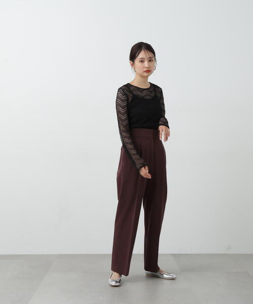 N.（N. Natural Beauty Basic）（エヌエヌナチュラルビューティーベーシック）の「◆シアーレースカットソー（Tシャツ/カットソー・レディース・ブラック/オフホワイト/グレー・MEDIUM）」の9枚目の写真