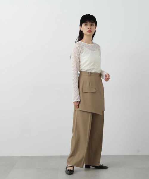 N.（N. Natural Beauty Basic）（エヌエヌナチュラルビューティーベーシック）の「◆シアーレースカットソー（Tシャツ/カットソー・レディース・ブラック/オフホワイト/グレー・MEDIUM）」の13枚目の写真