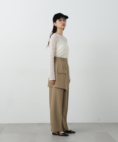 N.（N. Natural Beauty Basic）（エヌエヌナチュラルビューティーベーシック）の「◆シアーレースカットソー（Tシャツ/カットソー・レディース・ブラック/オフホワイト/グレー・MEDIUM）」の4枚目の写真