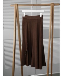 slit knit flare skirt