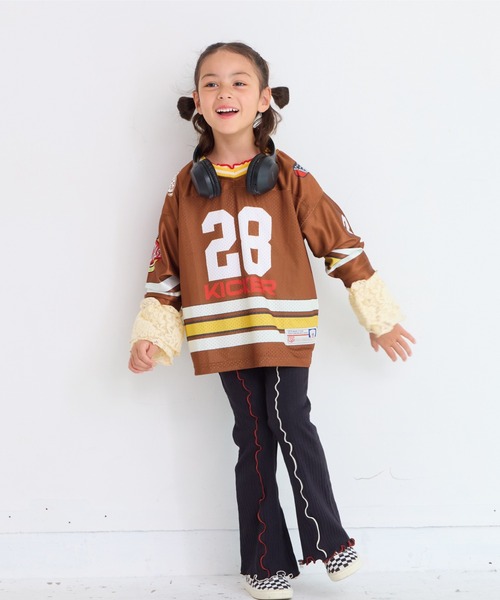 BIG FIELD（ビッグフィールド）の「L/Sフットボールゲームシャツ（Tシャツ/カットソー・キッズ・ブルー/チャコール/レッド/ブラウン・S/M/L/XL）」の11枚目の写真