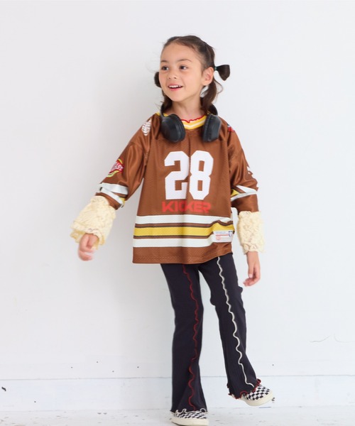 BIG FIELD（ビッグフィールド）の「L/Sフットボールゲームシャツ（Tシャツ/カットソー・キッズ・ブルー/チャコール/レッド/ブラウン・S/M/L/XL）」の12枚目の写真