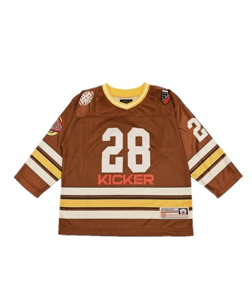 BIG FIELD（ビッグフィールド）の「L/Sフットボールゲームシャツ（Tシャツ/カットソー・キッズ・ブルー/チャコール/レッド/ブラウン・S/M/L/XL）」の5枚目の写真