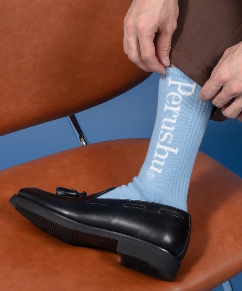 Perushu（ペルーシュ）の「Perushuロゴカラーソックス（ソックス/靴下・メンズ・ライトブルー/ブラック/ライム/ブラウン/ホワイト/ブルー・FREE）」の5枚目の写真