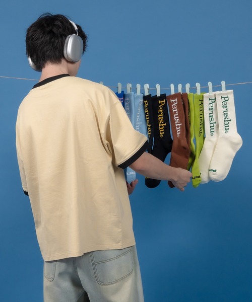 Perushu（ペルーシュ）の「Perushuロゴカラーソックス（ソックス/靴下・メンズ・ライトブルー/ブラック/ライム/ブラウン/ホワイト/ブルー・FREE）」の19枚目の写真