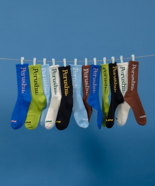 Perushu（ペルーシュ）の「Perushuロゴカラーソックス（ソックス/靴下・メンズ・ライトブルー/ブラック/ライム/ブラウン/ホワイト/ブルー・FREE）」の16枚目の写真