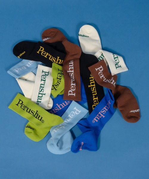 Perushu（ペルーシュ）の「Perushuロゴカラーソックス（ソックス/靴下・メンズ・ライトブルー/ブラック/ライム/ブラウン/ホワイト/ブルー・FREE）」の18枚目の写真