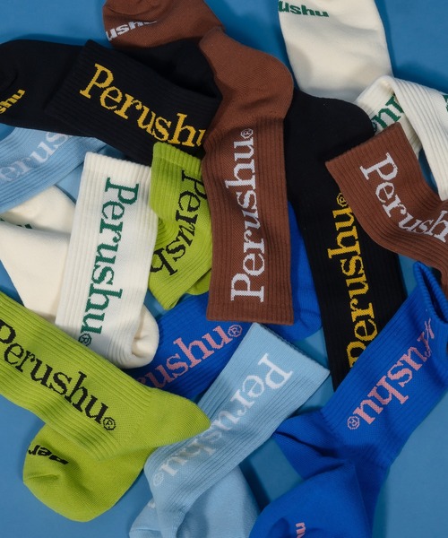 Perushu（ペルーシュ）の「Perushuロゴカラーソックス（ソックス/靴下・メンズ・ライトブルー/ブラック/ライム/ブラウン/ホワイト/ブルー・FREE）」の17枚目の写真
