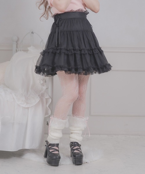 favclo.(ファブクロ)の「tulle ribbon mini skirt / チュールリボンミニスカート(スカート・レディース・ピンク/ブラック/ホワイト・FREE)」の10枚目の写真