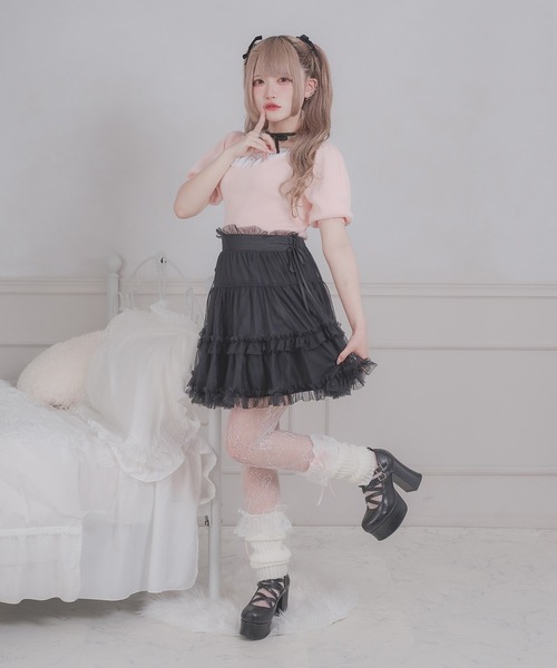 favclo.(ファブクロ)の「tulle ribbon mini skirt / チュールリボンミニスカート(スカート・レディース・ピンク/ブラック/ホワイト・FREE)」の13枚目の写真