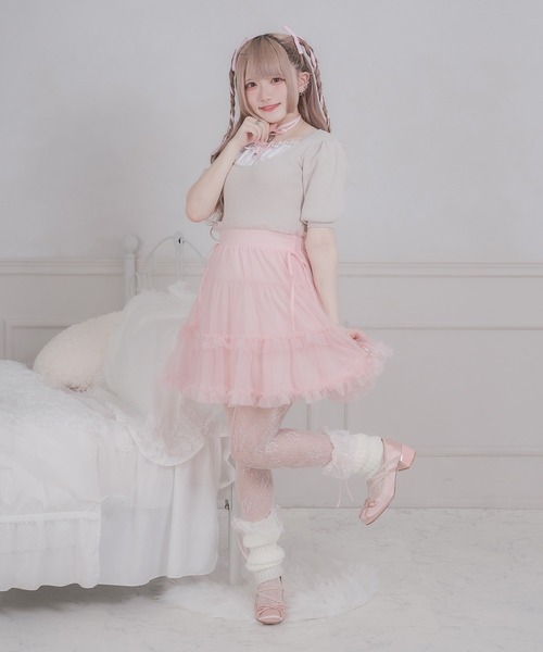 favclo.(ファブクロ)の「tulle ribbon mini skirt / チュールリボンミニスカート(スカート・レディース・ピンク/ブラック/ホワイト・FREE)」の19枚目の写真