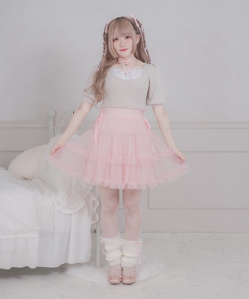 favclo.(ファブクロ)の「tulle ribbon mini skirt / チュールリボンミニスカート(スカート・レディース・ピンク/ブラック/ホワイト・FREE)」の20枚目の写真