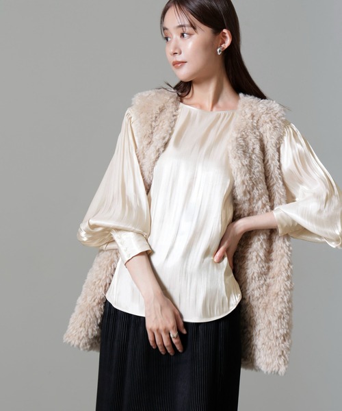 【セール】ブライトシアーギャザーブラウス（シャツ/ブラウス）｜nano･universe（ナノユニバース）