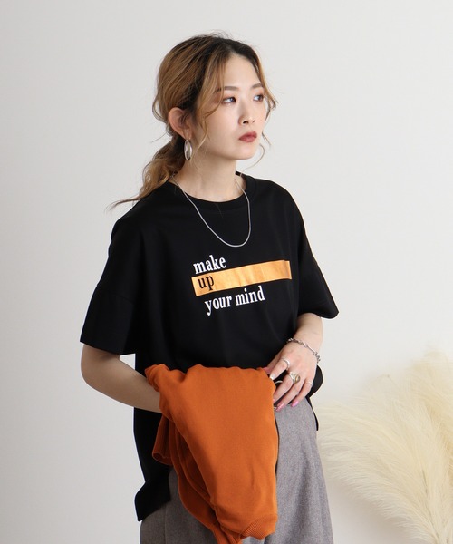 BRODIAEA(ブローディア)の「BRODIAEA ロゴ×箔プリント極サラTシャツ(Tシャツ/カットソー・レディース・ライム/サーモンピンク/ブラック/シルバーグレー/マスタード・40)」の8枚目の写真