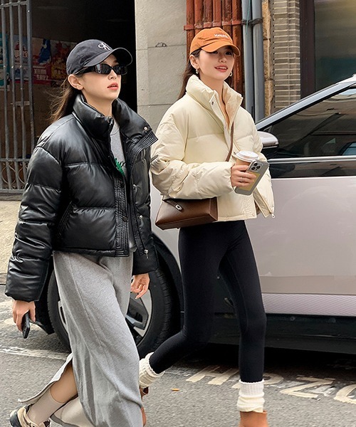 c.u.l(シーユーエル)の「ボリューム エコレザーテイスト エコダウンジャケット culw740(ダウンジャケット/コート・レディース・ホワイト/カーキ/ブラック・M/L)」の8枚目の写真