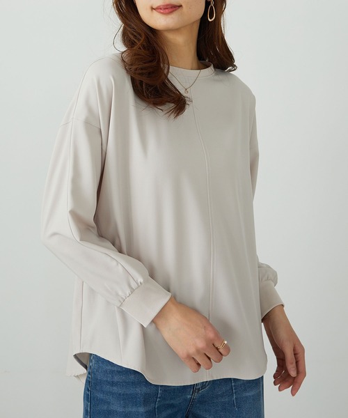 BELLUNA PLUS（ベルーナ）の「きれい見えドルマンプルオーバー（Tシャツ/カットソー・レディース・チャコール/オレンジ/ライム/ターコイズブルー/グレー/ブルー/アイボリー/ワイン/イエロー/セージグリーン・MEDIUM/LARGE/X-LARGE）」の14枚目の写真