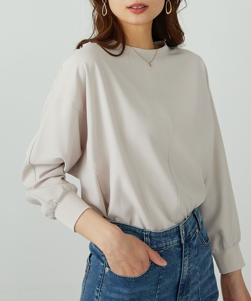 BELLUNA PLUS（ベルーナ）の「きれい見えドルマンプルオーバー（Tシャツ/カットソー・レディース・チャコール/オレンジ/ライム/ターコイズブルー/グレー/ブルー/アイボリー/ワイン/イエロー/セージグリーン・MEDIUM/LARGE/X-LARGE）」の12枚目の写真