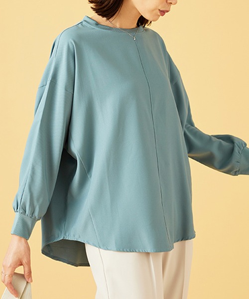 BELLUNA PLUS（ベルーナ）の「きれい見えドルマンプルオーバー（Tシャツ/カットソー・レディース・チャコール/オレンジ/ライム/ターコイズブルー/グレー/ブルー/アイボリー/ワイン/イエロー/セージグリーン・MEDIUM/LARGE/X-LARGE）」の17枚目の写真