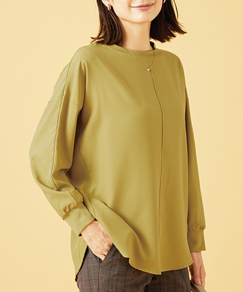 BELLUNA PLUS（ベルーナ）の「きれい見えドルマンプルオーバー（Tシャツ/カットソー・レディース・チャコール/オレンジ/ライム/ターコイズブルー/グレー/ブルー/アイボリー/ワイン/イエロー/セージグリーン・MEDIUM/LARGE/X-LARGE）」の21枚目の写真