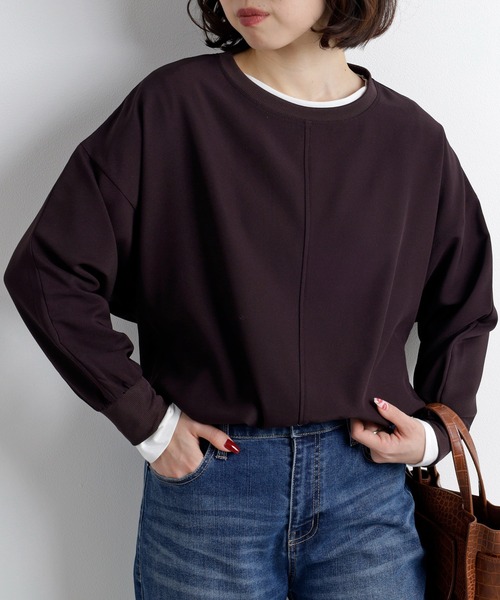 BELLUNA PLUS（ベルーナ）の「きれい見えドルマンプルオーバー（Tシャツ/カットソー・レディース・チャコール/オレンジ/ライム/ターコイズブルー/グレー/ブルー/アイボリー/ワイン/イエロー/セージグリーン・MEDIUM/LARGE/X-LARGE）」の18枚目の写真