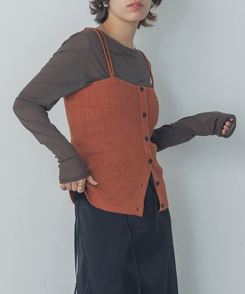 hunch（ハンチ）の「リブニットビスチェ（ベスト・レディース・ベージュ系その他/テラコッタ/アッシュブラウン・FREE）」の15枚目の写真
