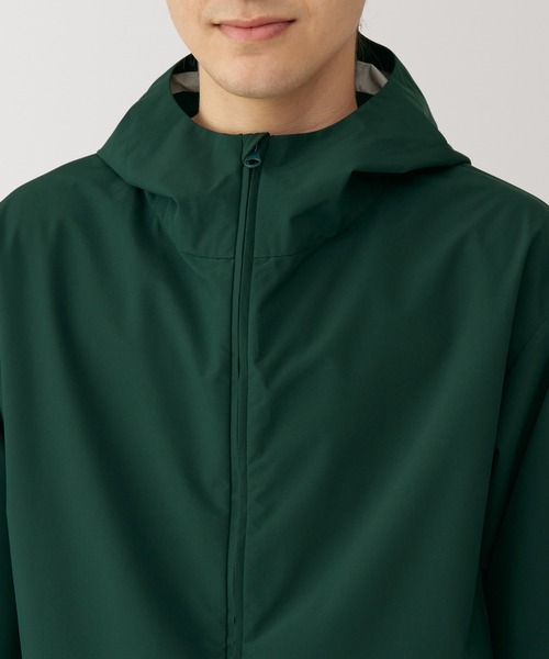 【美品】ナイロンフードジャケット Ｌサイズ グリーン オールウェザーレイヤーフード付きコート【ALL WEATHER-tex