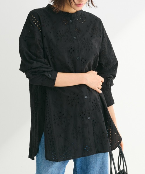 Sugar spoon（シュガースプーン）の「・SUGAR　SPOON　刺繍レースシャツチュニック（チュニック・レディース・ブラック/オフホワイト・FREE）」の2枚目の写真