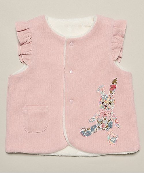 sense of wonder（センスオブワンダー）の「リバティうさくまベスト（ベスト・キッズ・キナリ/ピンク・70-90cm）」の2枚目の写真