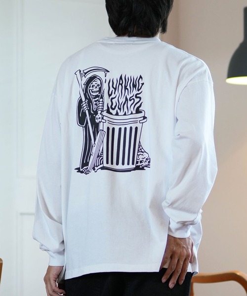 LURKING CLASS(ラーキングクラス)の「【ムラサキスポーツ限定】LURKING CLASS/ラーキングクラス ロンT/長袖Tシャツ バックプリント TRASH FIRE L/S TEE ST24HTM02(Tシャツ/カットソー・メンズ・ブラック/ホワイト・L/M/XL)」の1枚目の写真