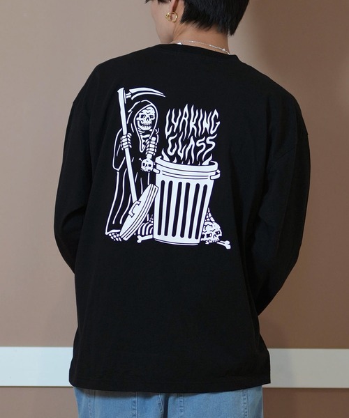 LURKING CLASS(ラーキングクラス)の「【ムラサキスポーツ限定】LURKING CLASS/ラーキングクラス ロンT/長袖Tシャツ バックプリント TRASH FIRE L/S TEE ST24HTM02(Tシャツ/カットソー・メンズ・ブラック/ホワイト・L/M/XL)」の2枚目の写真