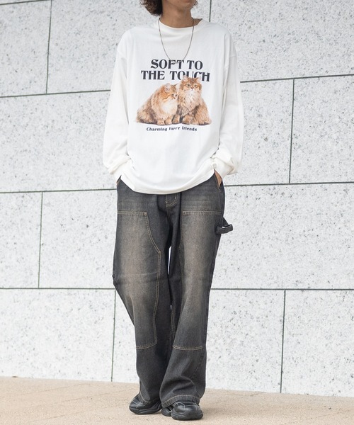 JOHN'S CLOSET（ジョンズクローゼット）の「【13】アニマルプリント ロングスリーブTシャツ 犬/猫（Tシャツ/カットソー・レディース・ブラック/ホワイト/ホワイト系その他・MEDIUM/LARGE）」の15枚目の写真