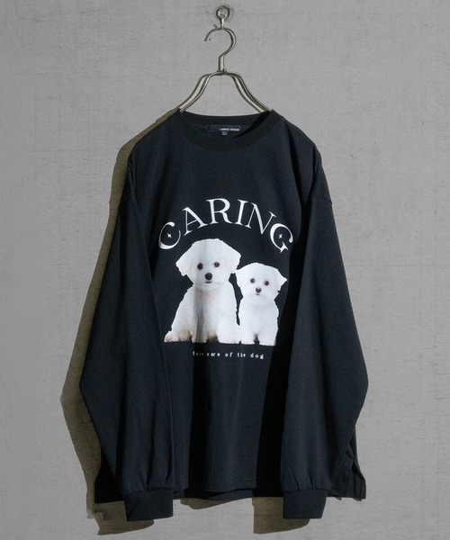 JOHN'S CLOSET（ジョンズクローゼット）の「【13】アニマルプリント ロングスリーブTシャツ 犬/猫（Tシャツ/カットソー・レディース・ブラック/ホワイト/ホワイト系その他・MEDIUM/LARGE）」の7枚目の写真