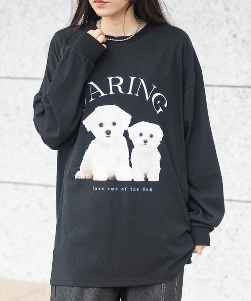 JOHN'S CLOSET（ジョンズクローゼット）の「【13】アニマルプリント ロングスリーブTシャツ 犬/猫（Tシャツ/カットソー・レディース・ブラック/ホワイト/ホワイト系その他・MEDIUM/LARGE）」の18枚目の写真