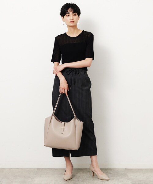 OPAQUE.CLIP（オペークドットクリップ）の「◆【A4サイズ対応】フロントベルト調トートバッグ（トートバッグ・レディース・ブラック/ライトベージュ・00）」の3枚目の写真