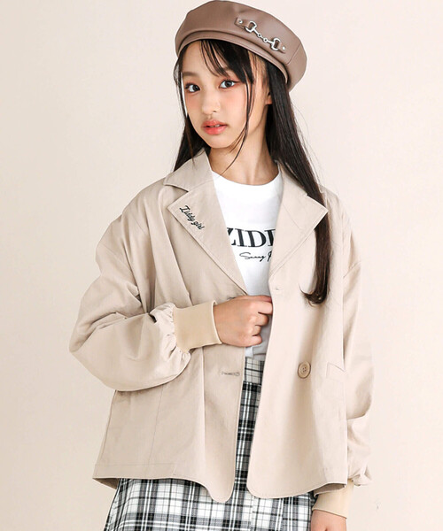 ZIDDY（ジディ）の「【 ニコ☆プチ 掲載 】トレンチコート風ブルゾン(130~160cm)（ブルゾン・キッズ・ブラック/ベージュ・130cm/140cm/150cm/160cm）」の2枚目の写真