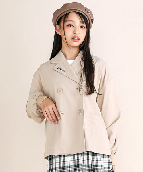 ZIDDY（ジディ）の「【 ニコ☆プチ 掲載 】トレンチコート風ブルゾン(130~160cm)（ブルゾン・キッズ・ブラック/ベージュ・130cm/140cm/150cm/160cm）」の4枚目の写真