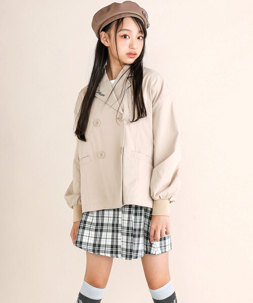 ZIDDY（ジディ）の「【 ニコ☆プチ 掲載 】トレンチコート風ブルゾン(130~160cm)（ブルゾン・キッズ・ブラック/ベージュ・130cm/140cm/150cm/160cm）」の6枚目の写真