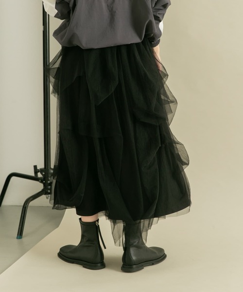 KBF（ケイビーエフ）の「ランダムチュールボリュームスカート（スカート・レディース・カーキ/ブラック・ONE）」の22枚目の写真