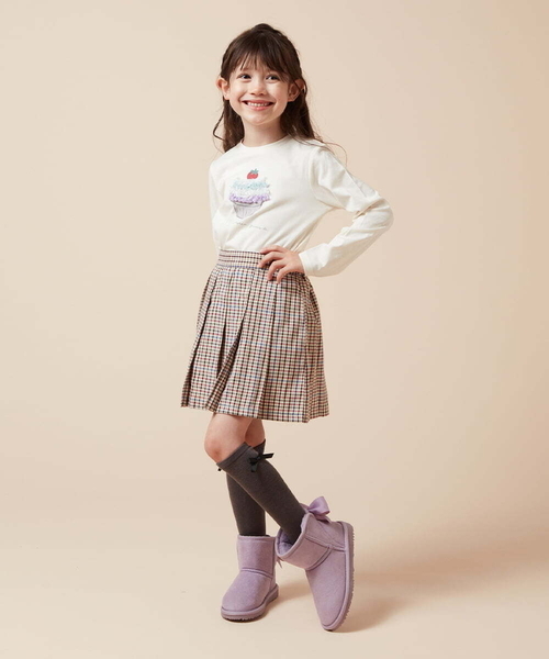 a.v.v（アーヴェヴェ）の「[120-130]【インパン付き】タックプリーツスカート（スカート・キッズ・ボルドー/ベージュ/ブラック・120/130）」の6枚目の写真