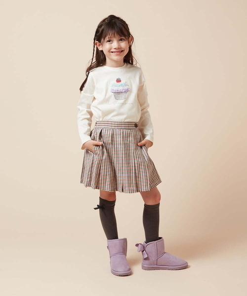 a.v.v（アーヴェヴェ）の「[120-130]【インパン付き】タックプリーツスカート（スカート・キッズ・ボルドー/ベージュ/ブラック・120/130）」の7枚目の写真