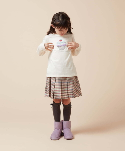 a.v.v（アーヴェヴェ）の「[120-130]【インパン付き】タックプリーツスカート（スカート・キッズ・ボルドー/ベージュ/ブラック・120/130）」の9枚目の写真