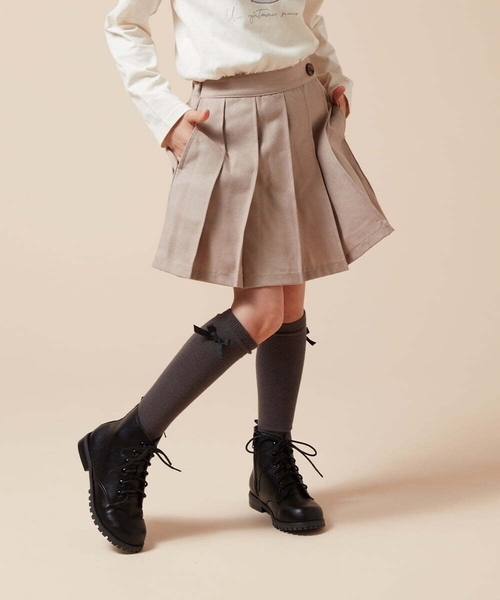 a.v.v（アーヴェヴェ）の「[120-130]【インパン付き】タックプリーツスカート（スカート・キッズ・ボルドー/ベージュ/ブラック・120/130）」の10枚目の写真