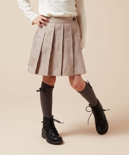 a.v.v（アーヴェヴェ）の「[120-130]【インパン付き】タックプリーツスカート（スカート・キッズ・ボルドー/ベージュ/ブラック・120/130）」の11枚目の写真