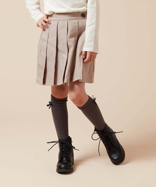 a.v.v（アーヴェヴェ）の「[120-130]【インパン付き】タックプリーツスカート（スカート・キッズ・ボルドー/ベージュ/ブラック・120/130）」の12枚目の写真