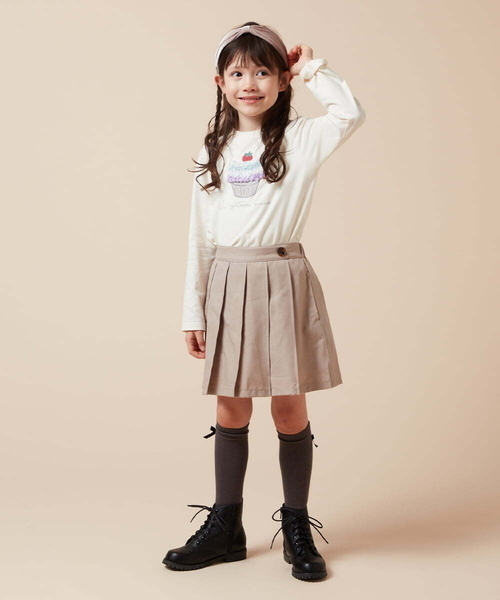 a.v.v（アーヴェヴェ）の「[120-130]【インパン付き】タックプリーツスカート（スカート・キッズ・ボルドー/ベージュ/ブラック・120/130）」の13枚目の写真